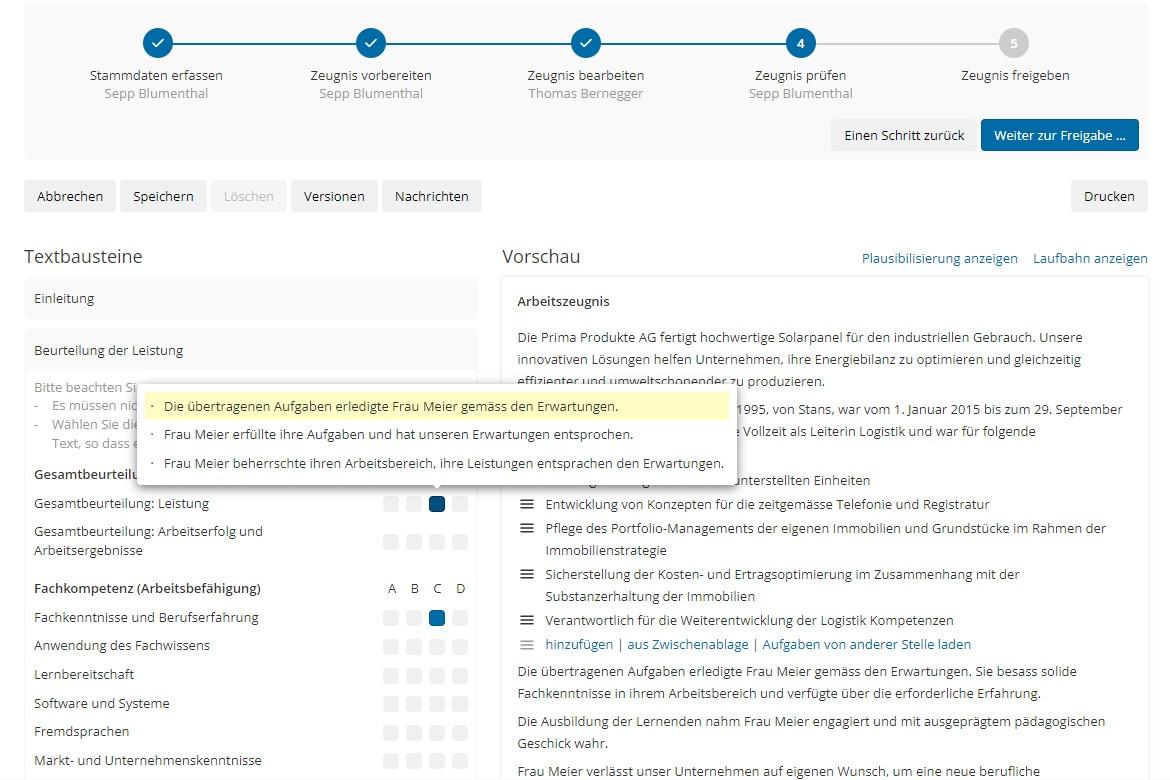 Arbeitszeugnis vorbereiten und erstellen mit dem NEXT Zeugnistool