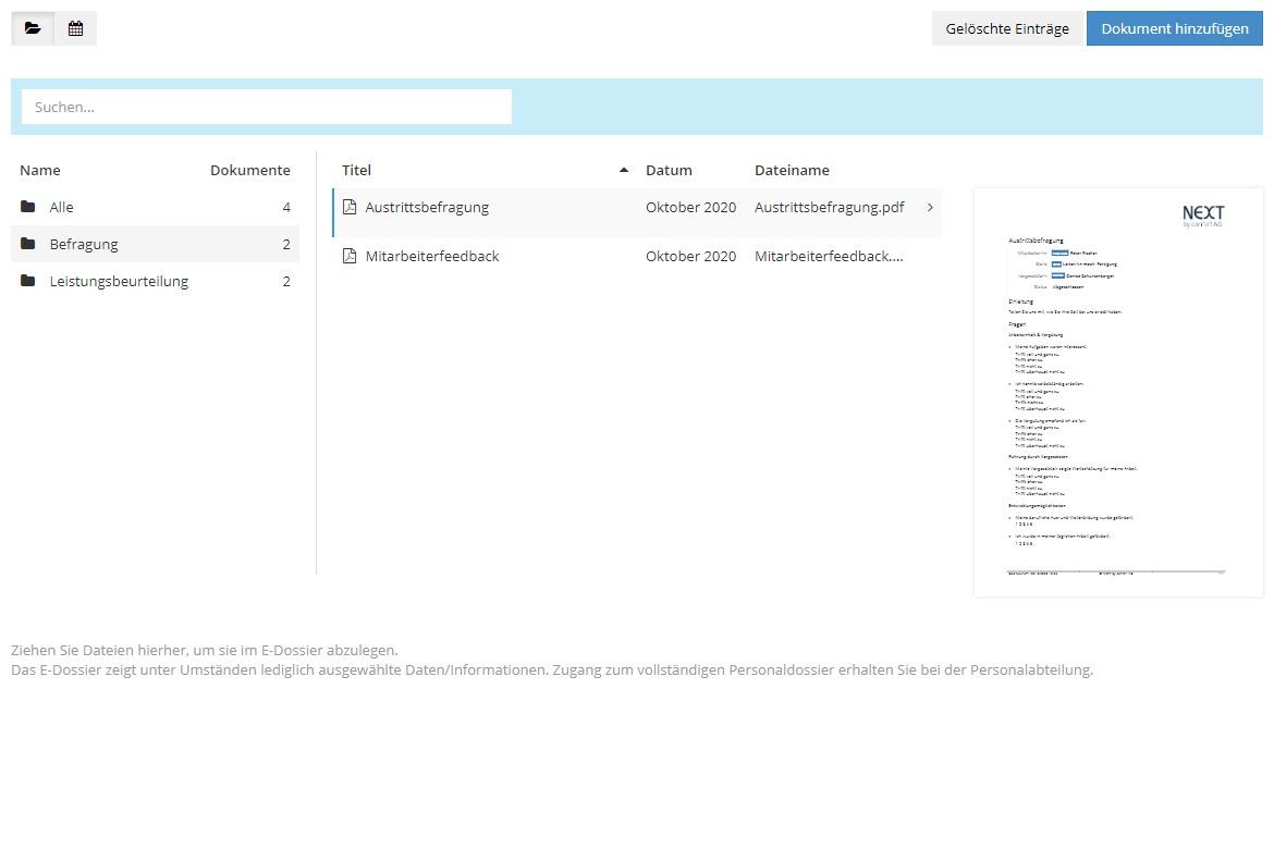 Automatische Ablage im E-Dossier