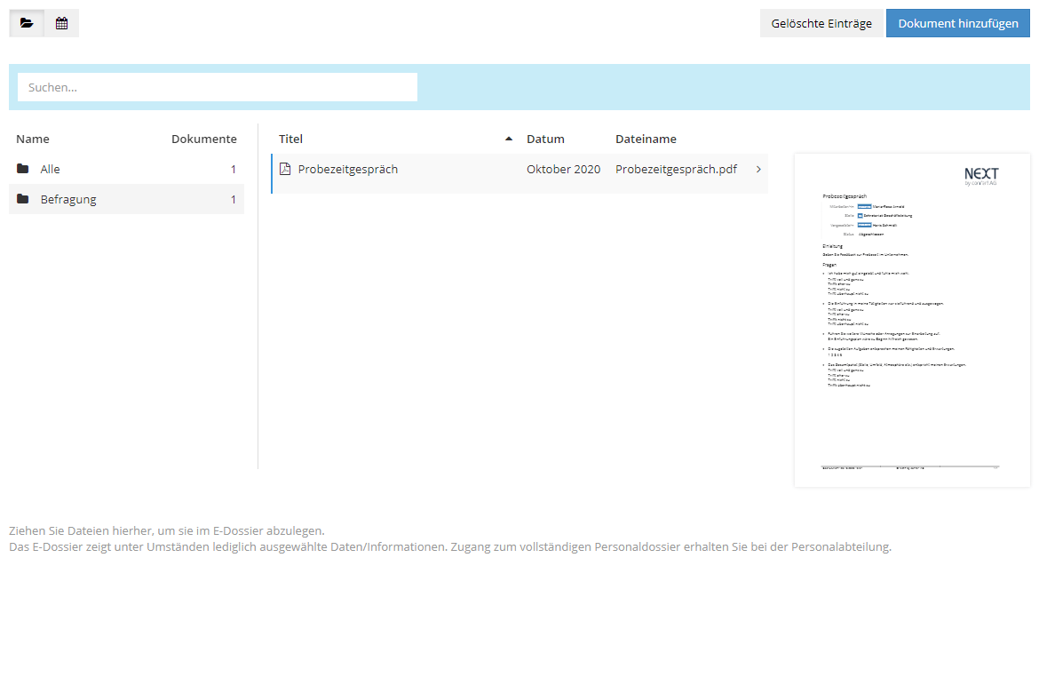 Automatische Ablage im E-Dossier